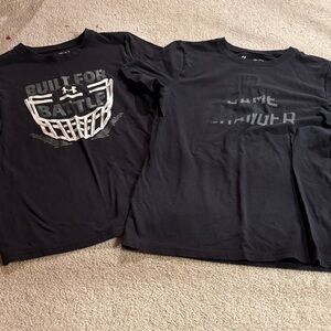 Under Armour Kids Black Graphic Tees - Built for Battle & Game Changer